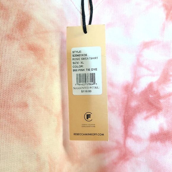 Rebecca Minkoff Rosie SweatshirtSize XL Tie-Dye Pink Pullover Balloon Sleeves - Picture 3 of 13
